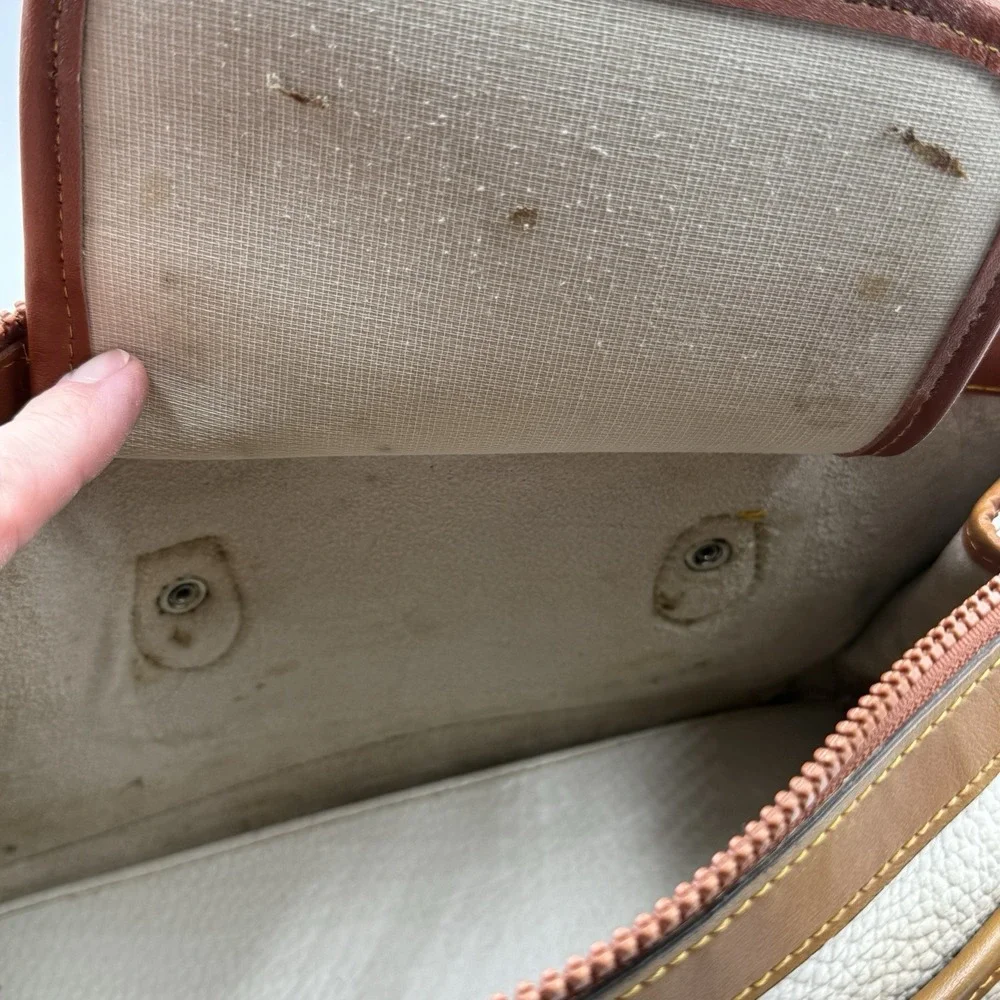 Vintage Dooney Bourke Bone Cream Brown Doctor Bag Satchel Leather 80s‎ 90s